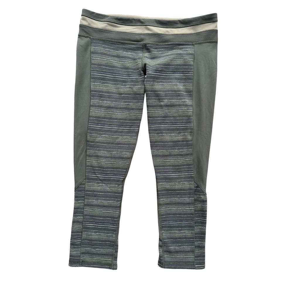 Lululemon Athletica Cropped Leggings Women 10 Green Space Dye Excellent Capri